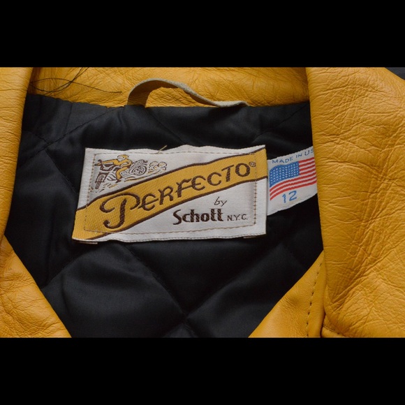 RARE Vintage Yellow Leather Moto Jacket - Picture 6 of 7